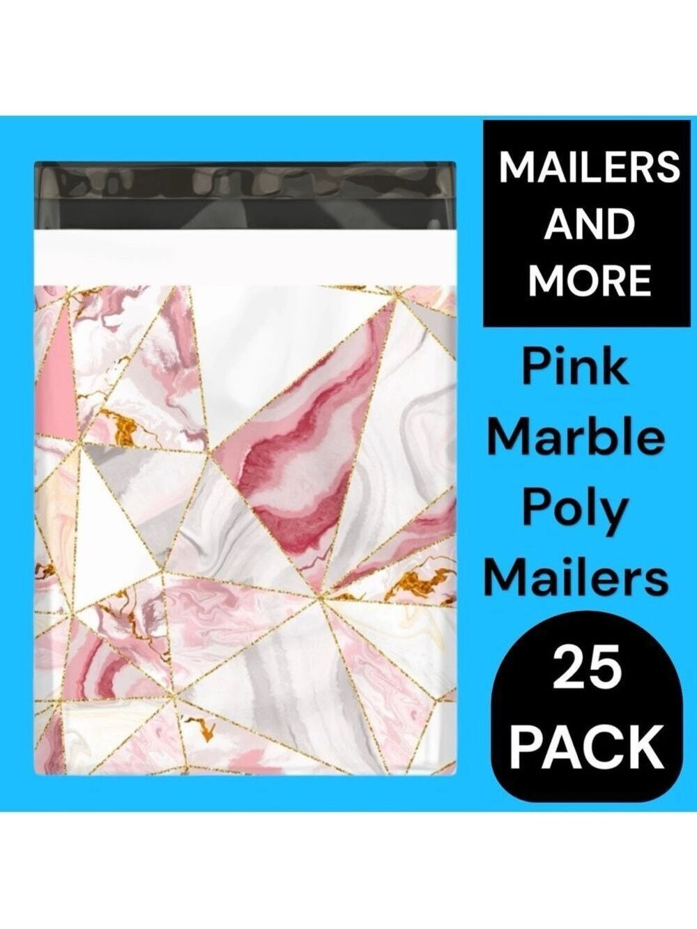 25 10X13 Poly Mailers, Pink Marble, Shipping Envelopes, PRICE IS FIRM - Picture 4 of 7